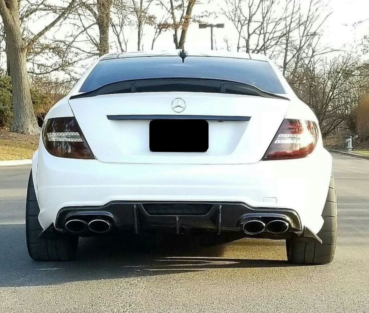 2008 2014 Mercedes C Class C300 C350 C63 AMG W204 Renntech Style Spoiler Gloss Black Back Center