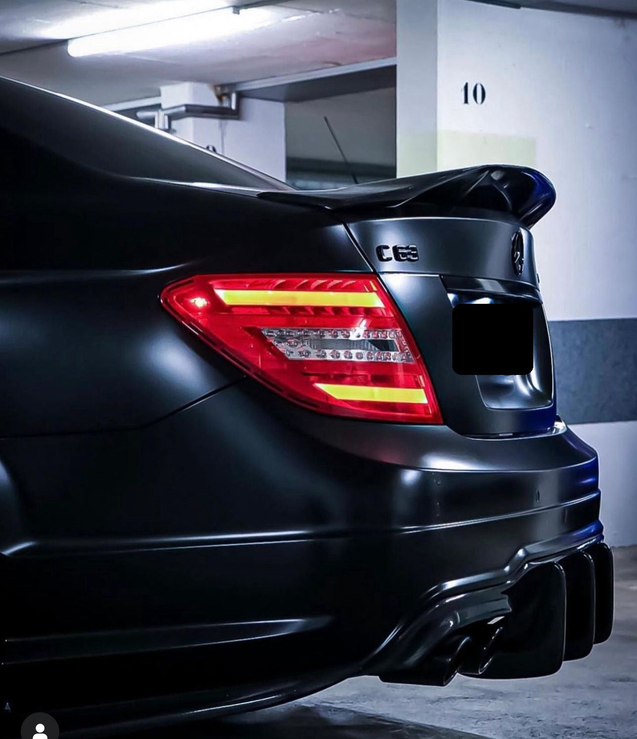 2008 2014 Mercedes C Class C300 C350 C63 AMG W204 Renntech Style Spoiler Gloss Black Back Left Close Up