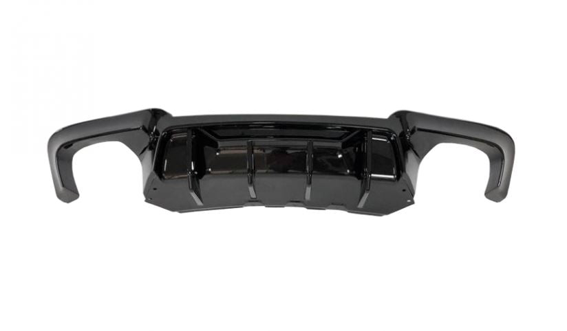 2011-2016 bmw 5 series f10 (528i/535i/550i) m sport competition style rear bumper diffuser gloss black quad exhaust center close up