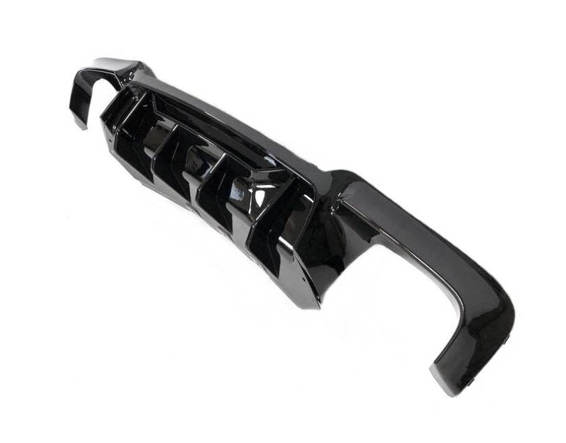 2011-2016 bmw 5 series f10 (528i/535i/550i) m sport competition style rear bumper diffuser gloss black quad exhaust close up right
