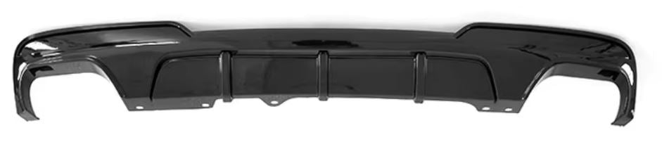 2011-2016 bmw 5 series f10 (528i/535i/550i) m sport m performance style rear bumper diffuser gloss black quad exhaust close up