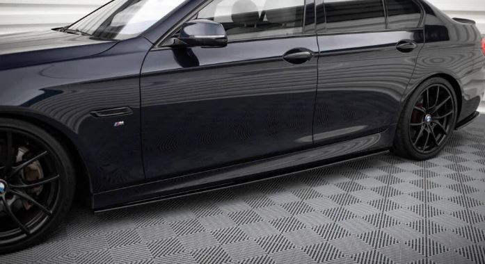 2011-2016 bmw 5 series f10 (528i/535i/550i) m sport m performance style side skirt extensions gloss black left side