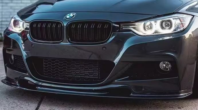 2012-2018 BMW 3 Series F30/F31 (328i/330i/335i/340i) m sport varis style front bumper lip splitter spoiler Gloss Black Front Right Close Up