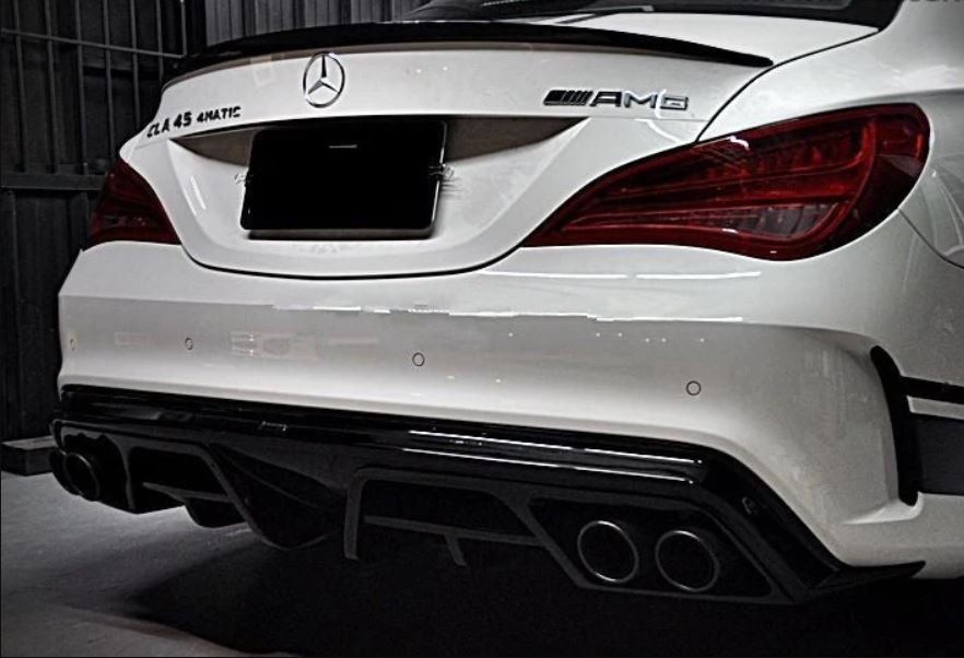 2013 2019 Mercedes Benz CLA Class W117 AMG Style Spoiler Gloss Black Back Right Close Up