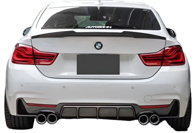 2014-2020 BMW 4 Series F32/F33/F36 (430i/435i/440i) Gran Coupe M Performance Style Rear Bumper Diffuser M-Sport Quad Exhaust Gloss Black Back Center
