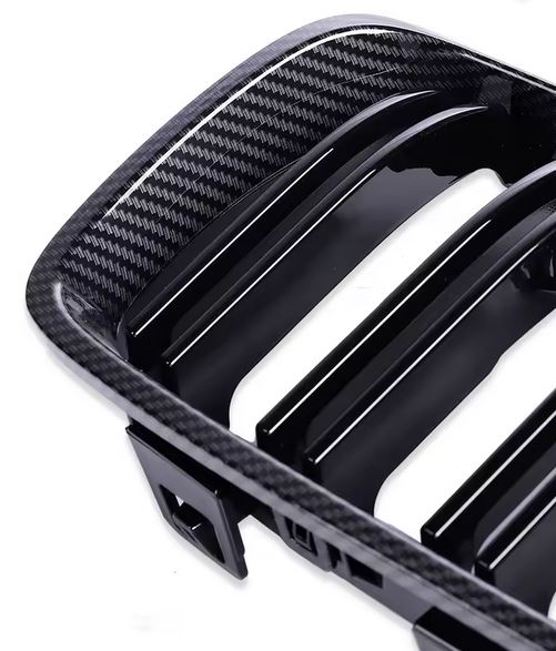 2014-2020 bmw 4 series f32/f33/f36 (428i/430i/435i/440i) gran coupe m style dual slat front kidney grille replica carbon fiber close up