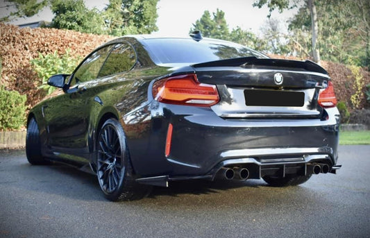 2015 2018 BMW M Series M2 F87 V Style Performance Diffuser Gloss Black Back Left
