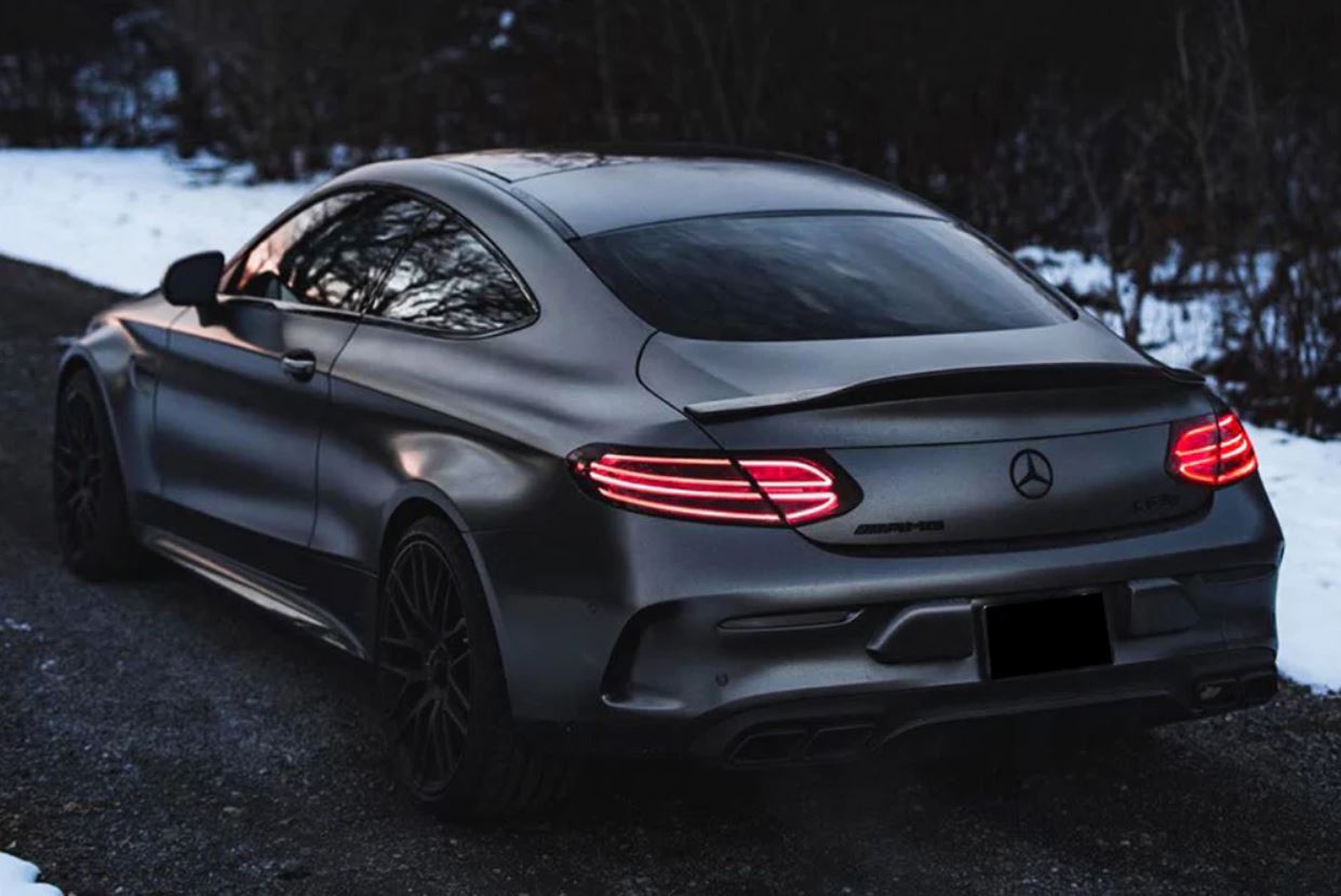 2015-2023 Mercedes Benz C Class Coupe C205 PSM Style Spoiler Gloss Black Back Left Far