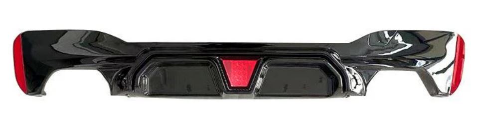 2017-2020 BMW 5 Series G30 (530i/540i/M550i) pre-lci m sport cs led light style rear bumper diffuser gloss black dual exhaust Close Up