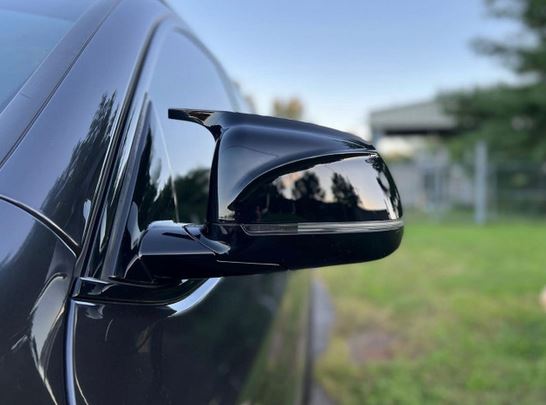 2018-2025 bmw x series g01/g02/g05/g06 (x3/x4/x5/x6) pre lci and lci m style mirror caps gloss black close up