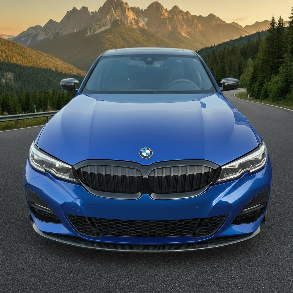 2019-2022 BMW 3 Series G20 MX Style Front Bumper Lip Splitter Replica Carbon Fiber Gloss Black Pre-LCI 330i M340i Front Center High