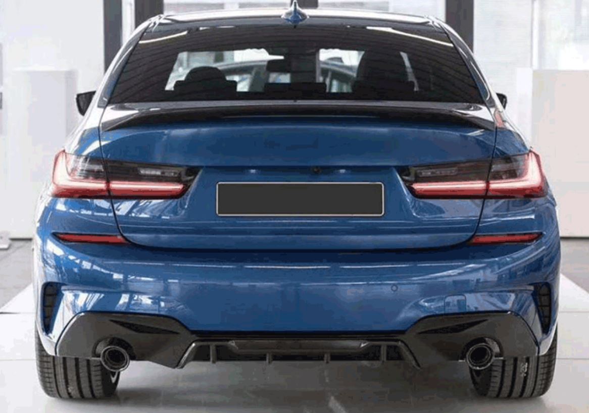2019-2022 BMW 3 series g20 330i pre-lci m performance competition style rear bumper diffuser gloss black m-sport center