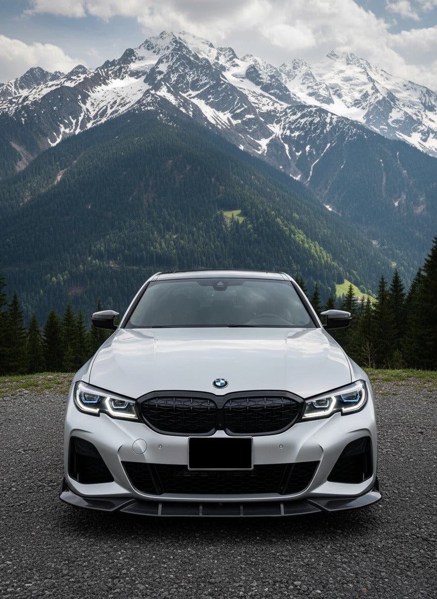 2019-2022 bmw 3 series g20 (330i/m340i) pre-lci m-sport ax style front bumper lip splitter spoiler replica carbon fiber front center