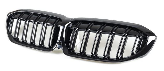 2019-2022 bmw 3 series g20 (330i/m340i) pre-lci m style dual slat front kidney grille gloss black Close Up