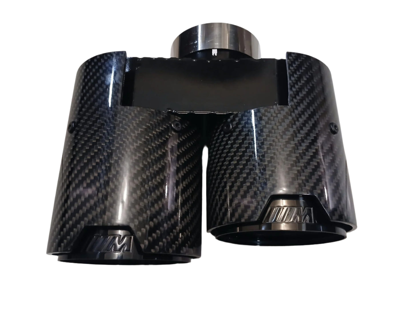 2019-2025 bmw 2/3/4 series g20/g22/g23/g42 (230i/330i/430i) lci and pre-lci m performance style quad exhaust tips carbon fiber