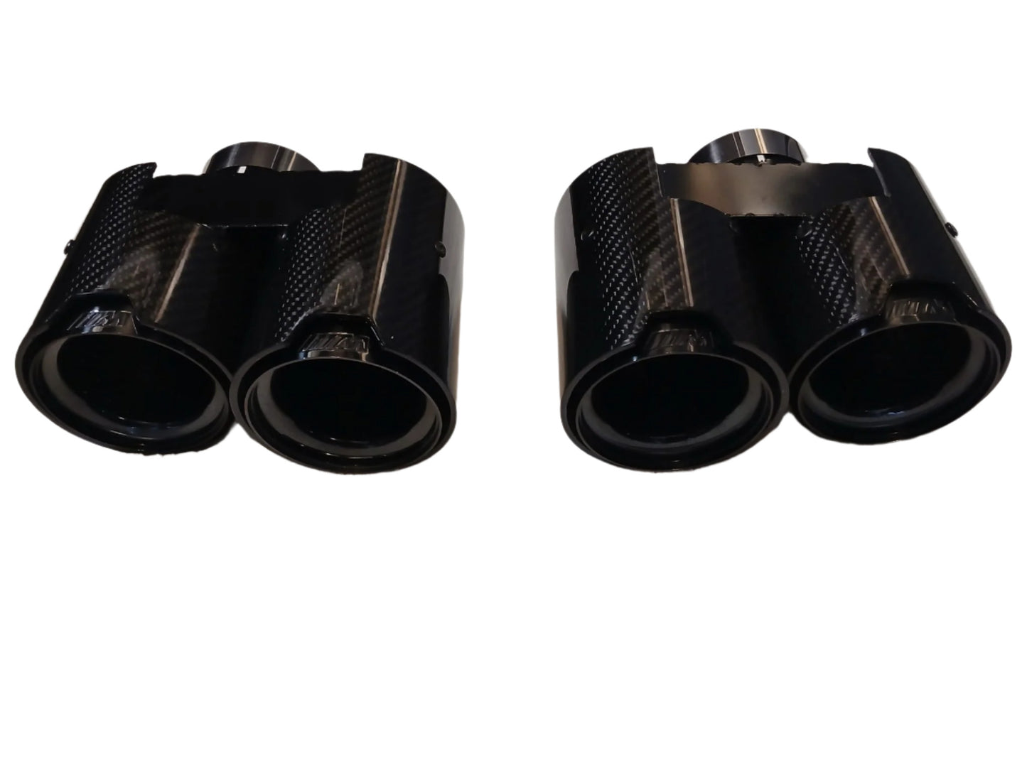 2019-2025 bmw 2/3/4 series g20/g22/g23/g42 (230i/330i/430i) lci and pre-lci m performance style quad exhaust tips carbon fiber