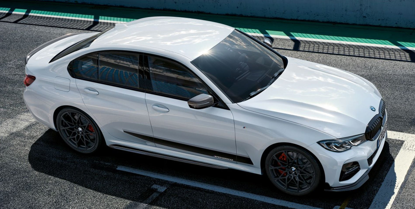 2019+ BMW 3 Series G20 M Performance Style Side Skirt Extensions 330i/M340i Gloss Black Right Top