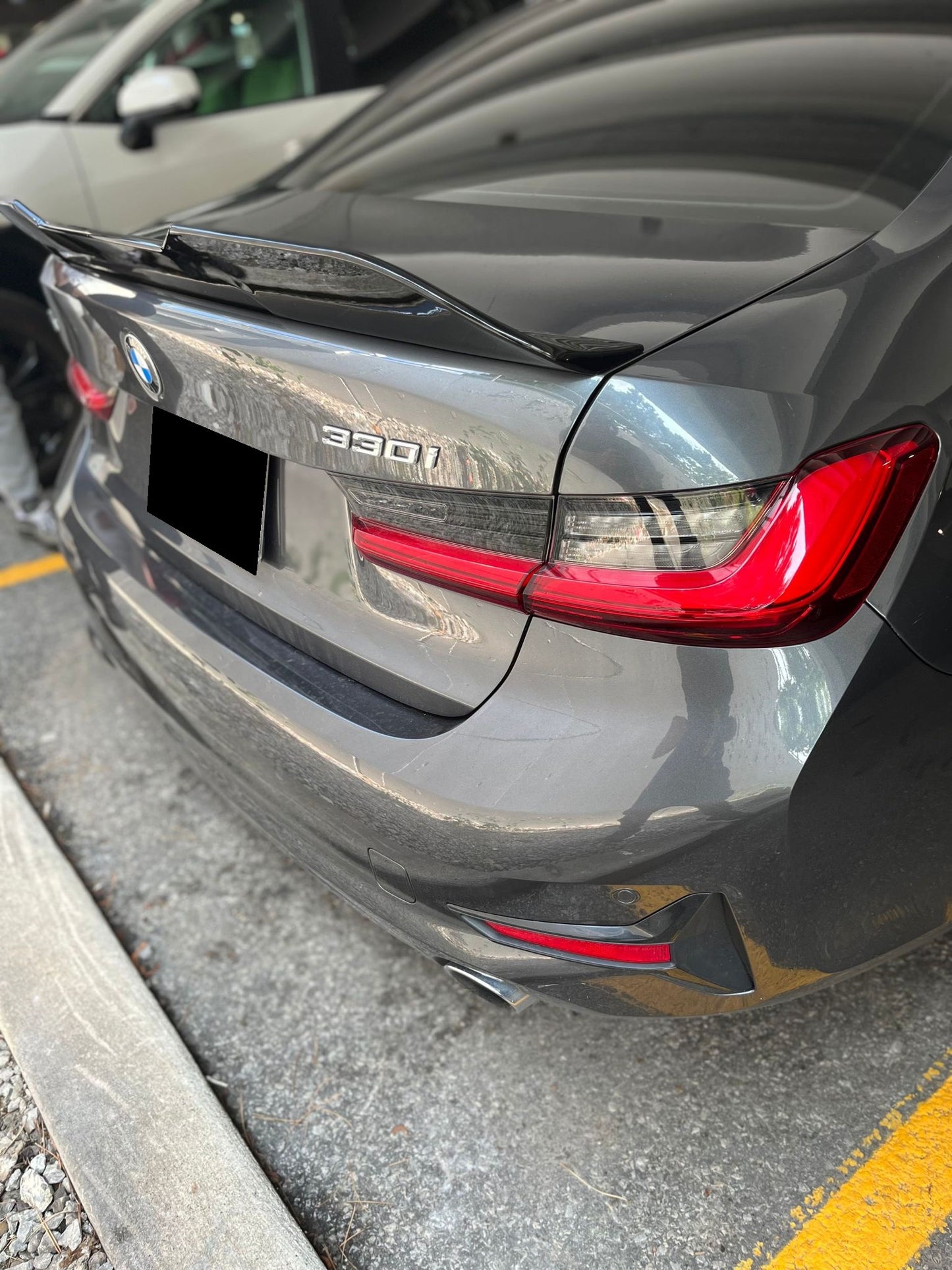 2019-2025 BMW 3/m series g20/g80 (330i/m340i/m3) lci extreme high kick style rear trunk spoiler lip wing gloss black right