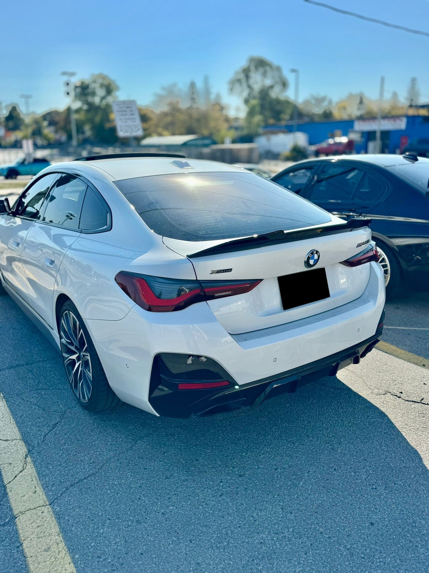 2021-2025 bmw 4 series gran coupe g26 (430i/m440i/i4) psm style rear trunk spoiler lip wing gloss black back left top