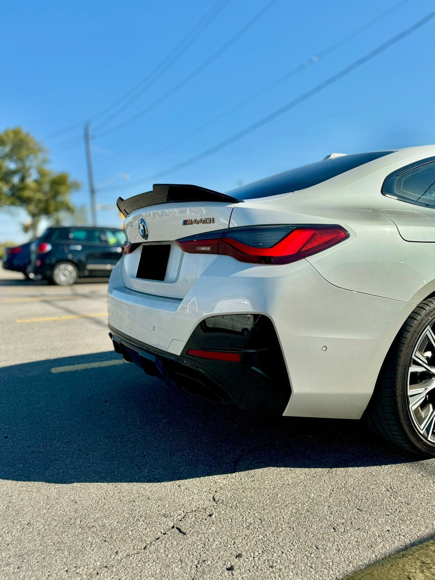 2021-2025 bmw 4 series gran coupe g26 (430i/m440i/i4) psm style rear trunk spoiler lip wing gloss black back right
