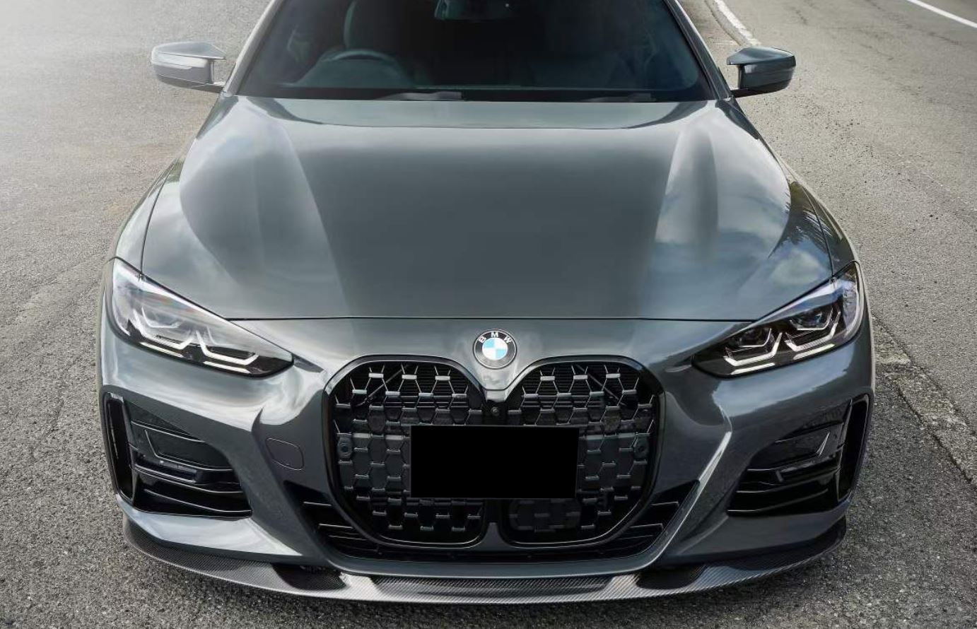 2021-present bmw 4 series g22/g23 (430i/m440i) lci m sport 3d style front bumper lip splitter spoiler gloss black Front Center