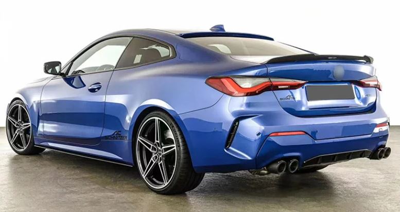 2021-present bmw 4 series g22/g23 (430i/m440i) lci m sport ac style side skirt extensions gloss black back left