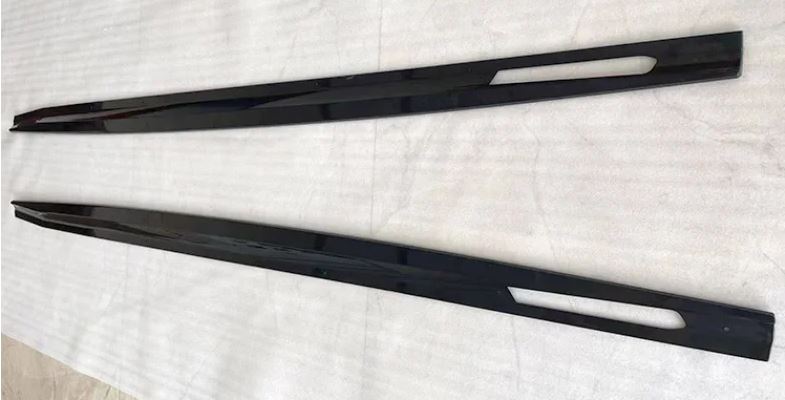 2021-present bmw 4 series g22/g23 (430i/m440i) lci m sport ac style side skirt extensions gloss black close up