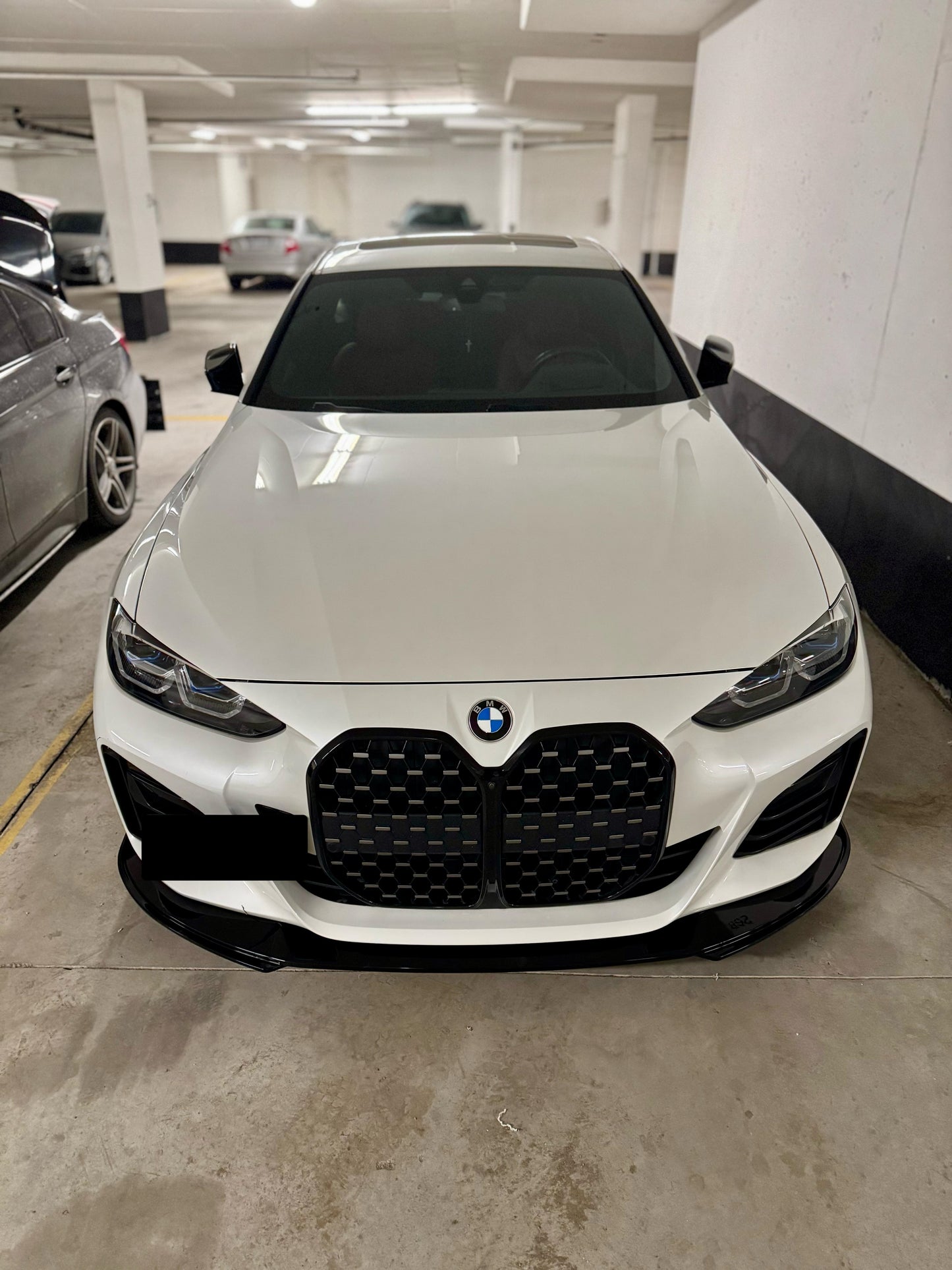 2021-present bmw 4 series gran coupe g26 (430i/m440i/i4) lci m sport 3d style front bumper lip splitter spoiler gloss black front center top