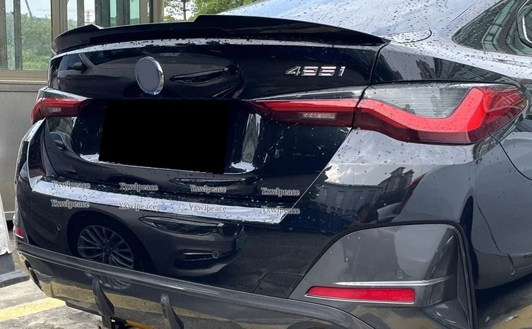 2021-2025 bmw 4 series gran coupe sedan g26 (430i/m440i/i4) m4 style rear trunk spoiler lip wing gloss black Back right