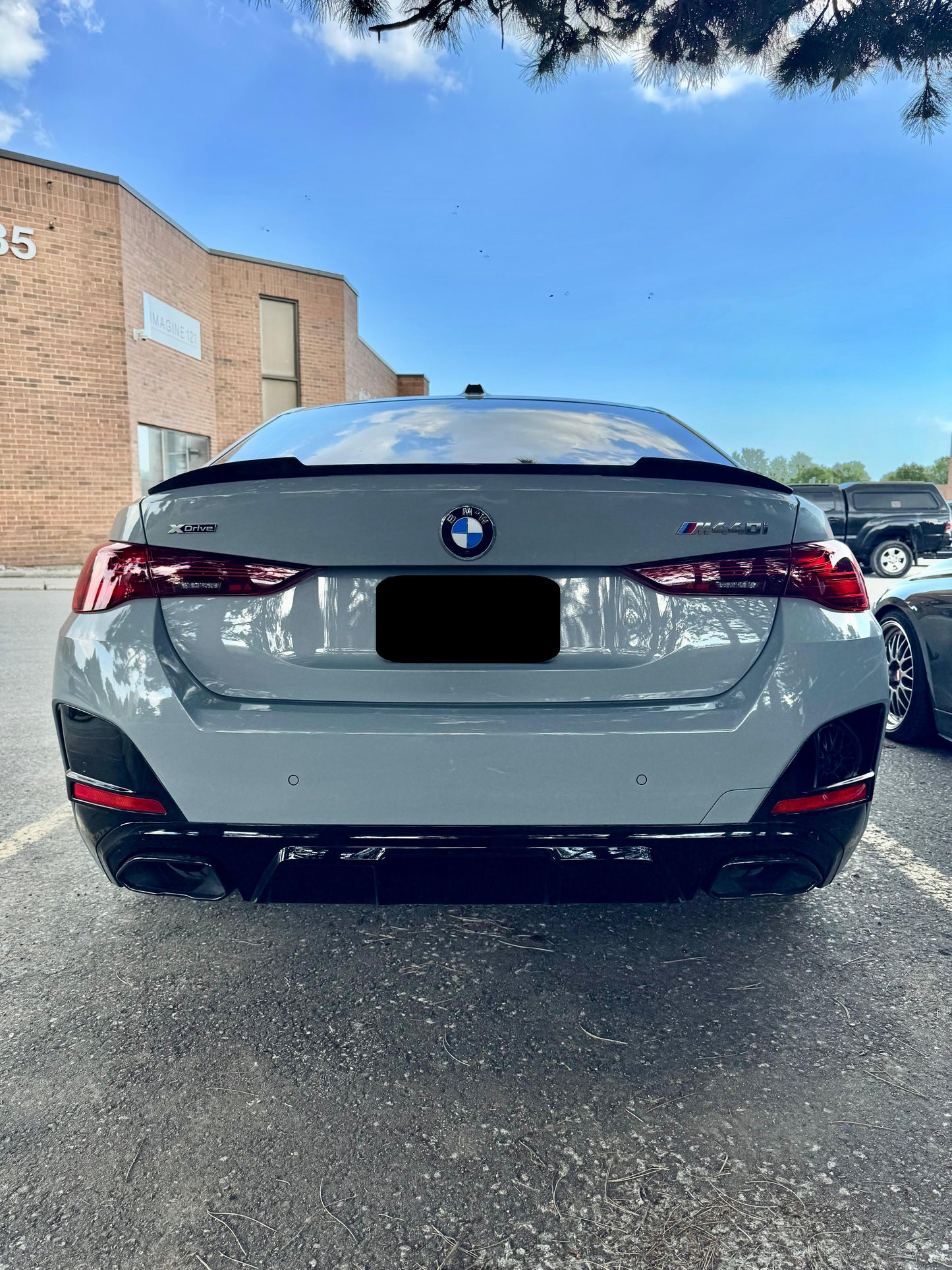 2021-present bmw 4 series gran coupe sedan g26 430i/m440i/i4 m4 style rear trunk spoiler lip wing gloss black
