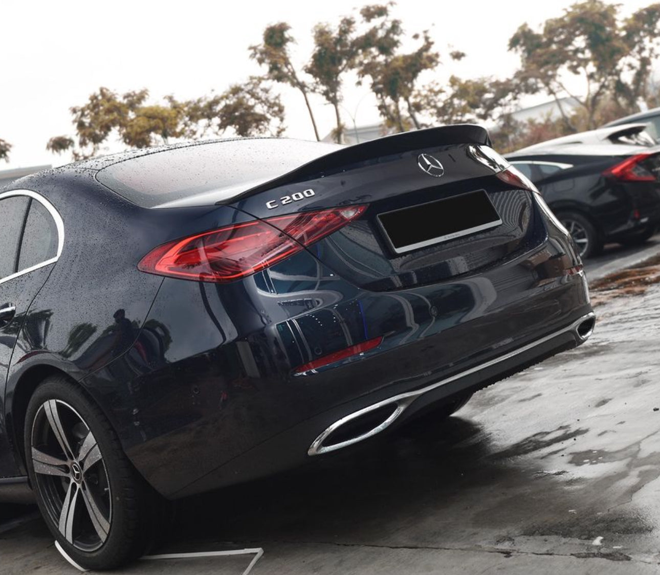 2022-2024 Mercedes Benz C Class Sedan W206 PSM Spoiler Gloss Black Back Left Far