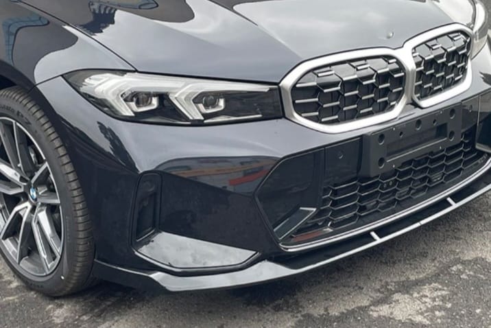2023+ bmw 3 series g20 lci xm style front bumper lip splitter spoiler 330i m340i m sport Gloss Black Front Left Close Up