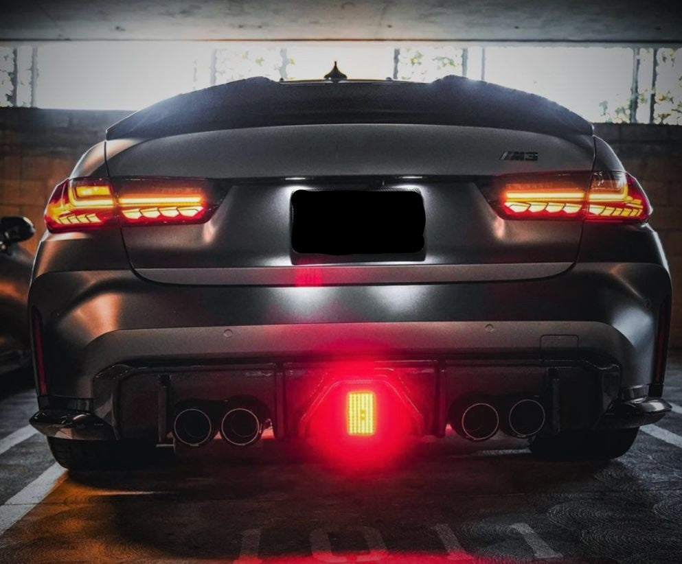 2021-Present BMW M Series M3/M4 G80/G82 Rear Diffuser with LED Gloss Black Back Center