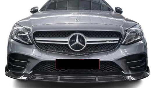 Mercedes C Class W205 Brabus Style Front Lip Gloss Black Front Center