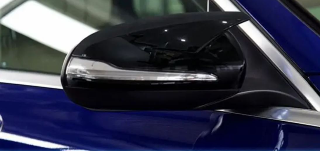 Mercedes W205 Mirror Caps Gloss Black Close Up