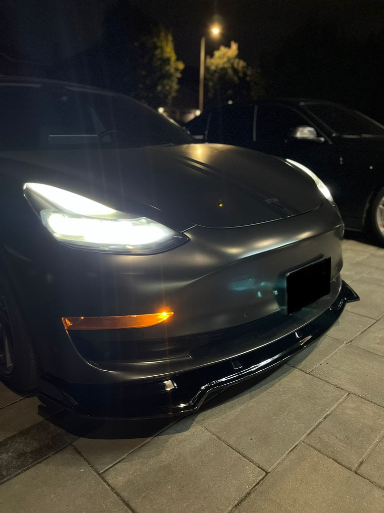 2017-2023 Tesla Model 3 Front Lip Gloss Black Front Left