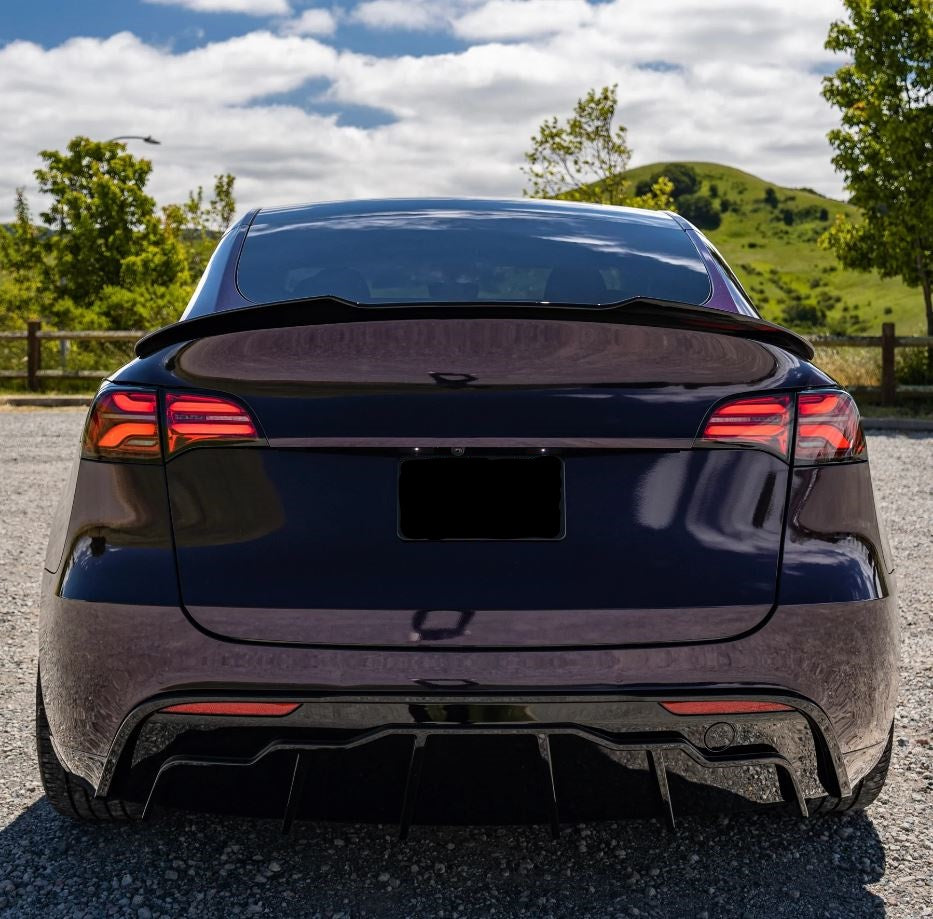 Tesla Model Y Rear Diffuser Gloss Black Back Center