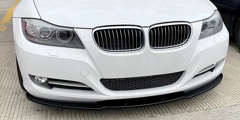 2009-2011 BMW 3 Series LCI Sedan E90 Front Lip Gloss Black Front Center Close Up