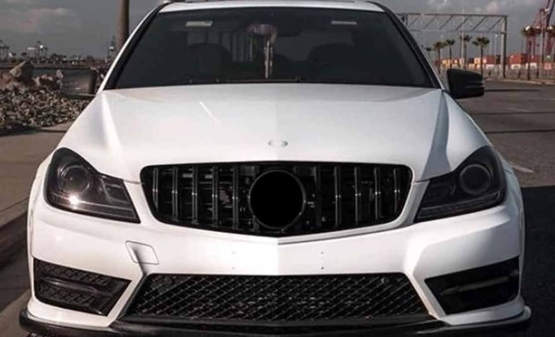 2009-2014 mercedes benz c class w204 c230/c300/c350 sedan/coupe gt style front bumper grille gloss black