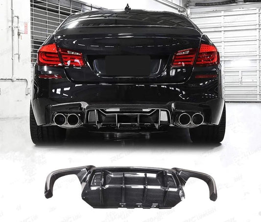 2011-2016 bmw 5 series f10 (528i/535i/550i) m sport competition style rear bumper diffuser gloss black quad exhaust Back Center