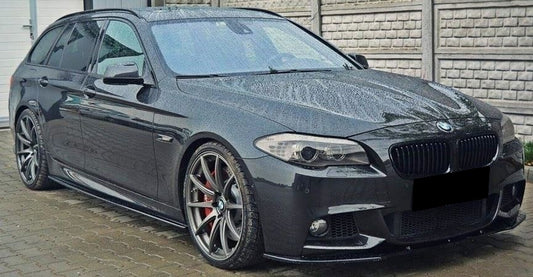 2011-2016 bmw 5 series f10 (528i/535i/550i) m sport m performance style side skirt extensions gloss black Front Left