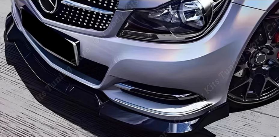 2012-2014 Mercedes C Class W204 Brabus Style Front Lip Gloss Black Front Right