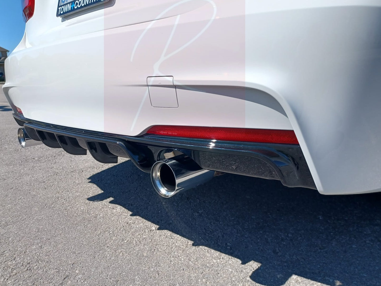 2012-2018 BMW 3 Series F30/F31 (328i/330i/335i/340i) m-sport m performance style rear bumper diffuser dual single exhaust Gloss Black Back Right