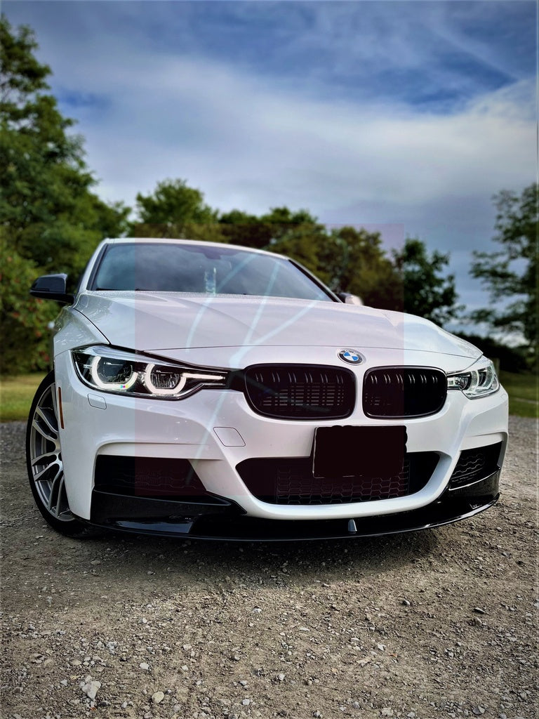 2012-2018 BMW 3 Series F30 F31 M Performance Style Front Lip Splitter Gloss Black Front Left