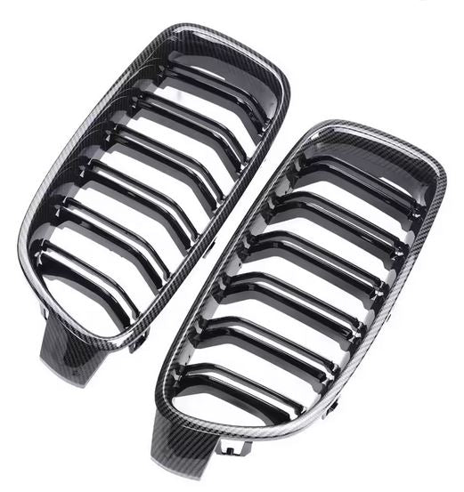 2012-2018 bmw 3 series f30 (320i/328i/330i/335i/340i) m style dual slat kidney grille replica carbon fiber