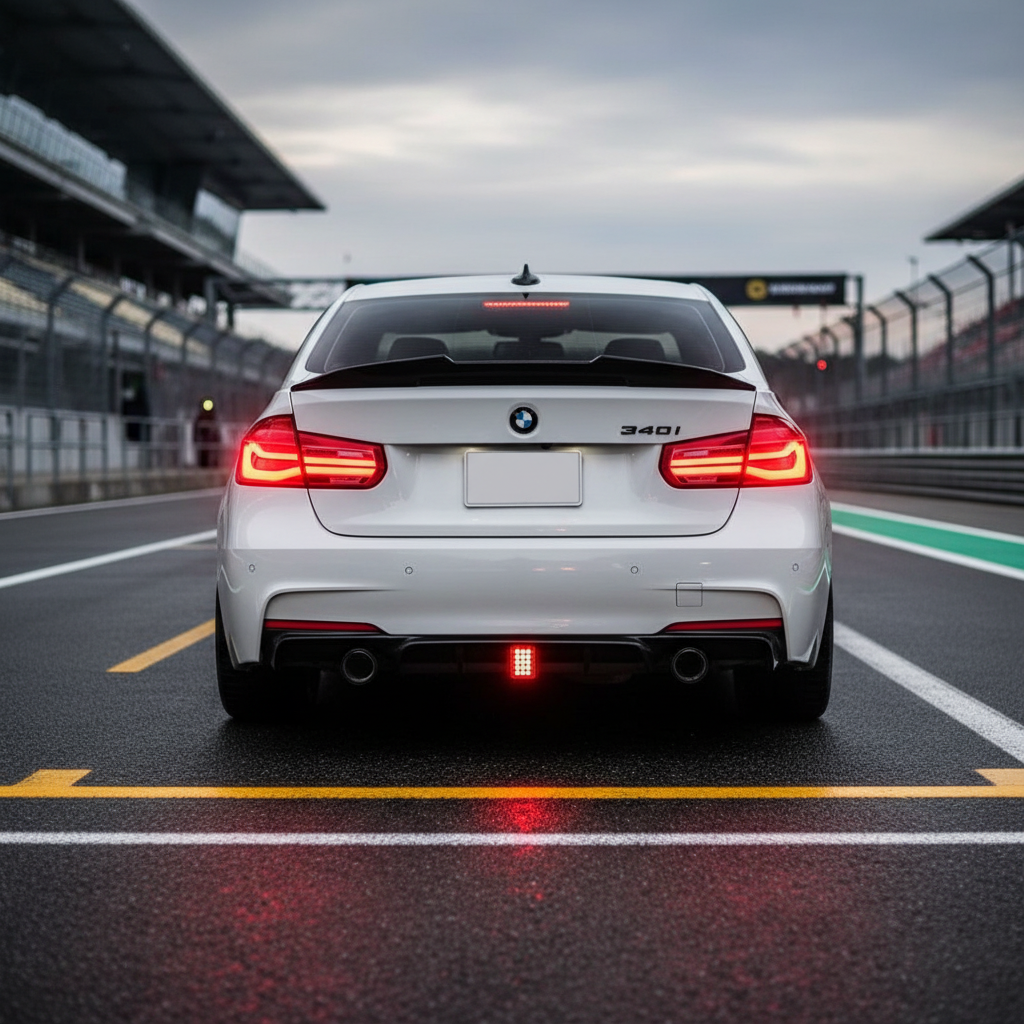 2012-2018 bmw 3 series f30/f31 328i/330i/335i/340i m sport m performance led light style rear bumper diffuser replica carbon fiber gloss black dual single exhaust back center