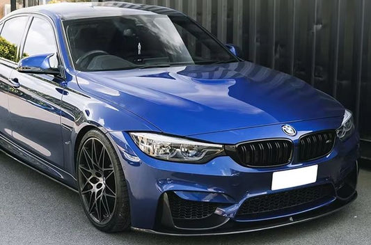 2012-2018 bmw 3 series f30/f31 (328i/330i/335i/340i) m3 replica bumper conversion m performance style front bumper lip splitter spoiler gloss black front left