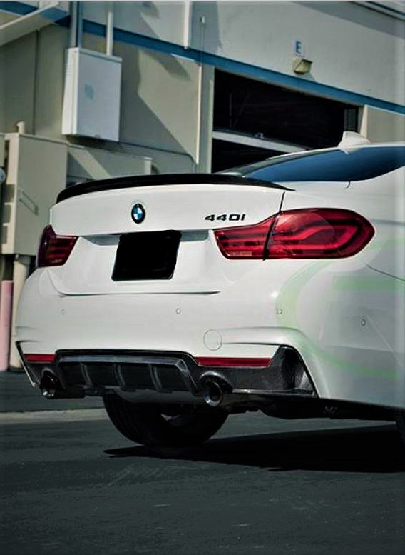 2014-2020 BMW 4 Series F32/F33/F36 (430i/435i/440i) Gran Coupe M Performance Style Rear Bumper Diffuser M-Sport Single Dual Exhaust Gloss Black Back Right