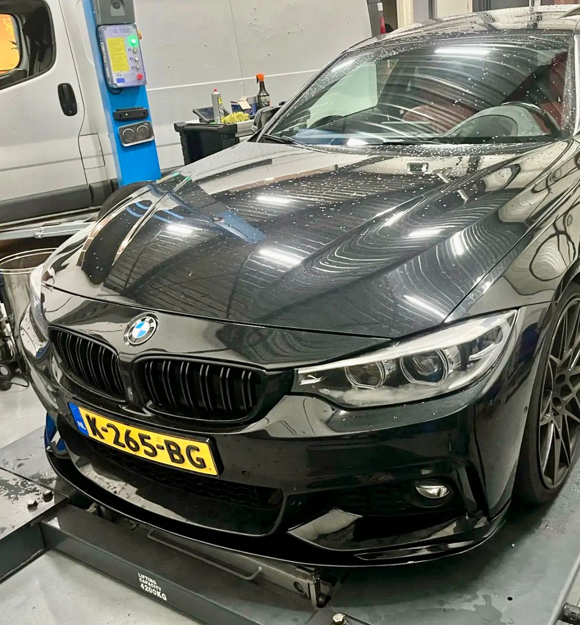 2014-2020 BMW 4 Series F32/F33/F36 M Performance Style Front Lip Splitter V2 Gloss Black Front Right