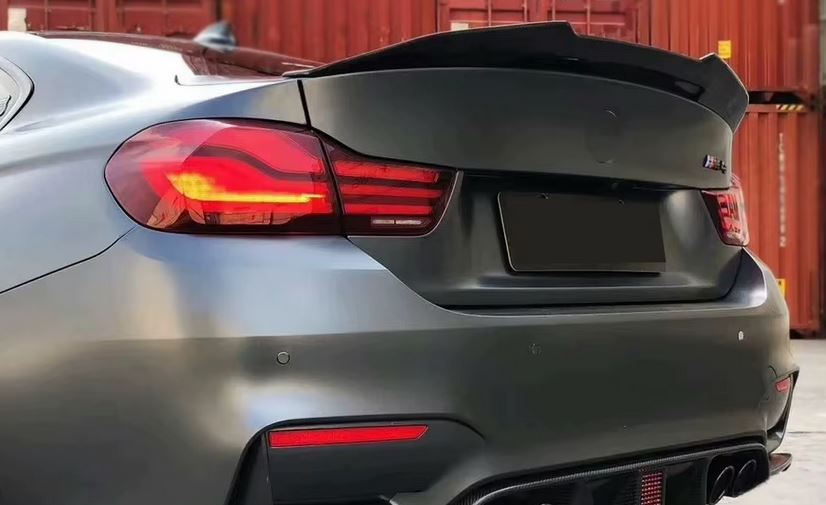 2014-2020 BMW 4 series f32 (428i/430i/435i/440i) psm style rear trunk spoiler lip wing gloss black left close